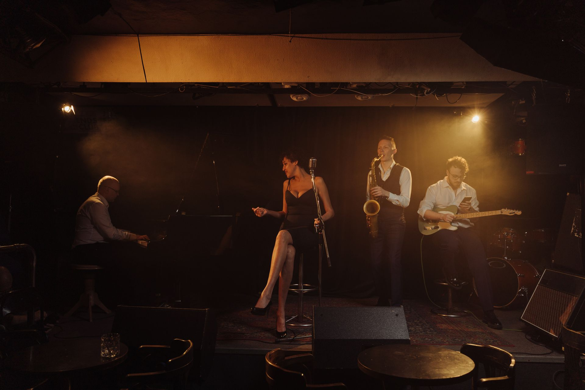 Jazz band performing with a vocalist